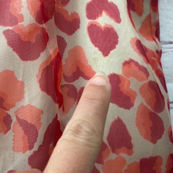 Tibi 100% Silk Dainty Midi Dress Red Nude Animal Print Size 6 Spaghetti Strap - Picture 6 of 12